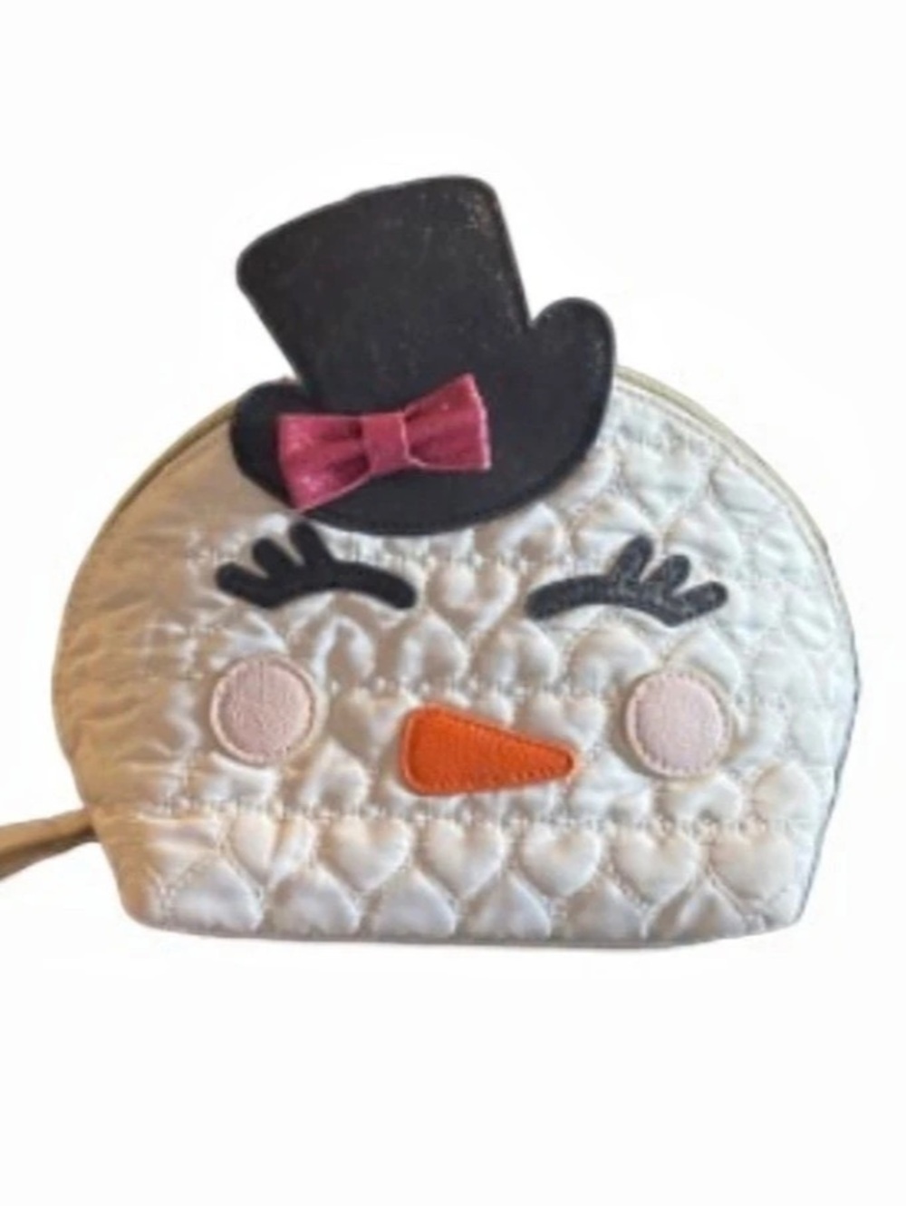 Betsey Johnson Snowman Cosmetic Pouch in White & Black Like New